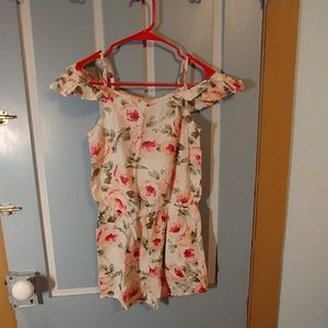 Girls floral cold shoulder romper